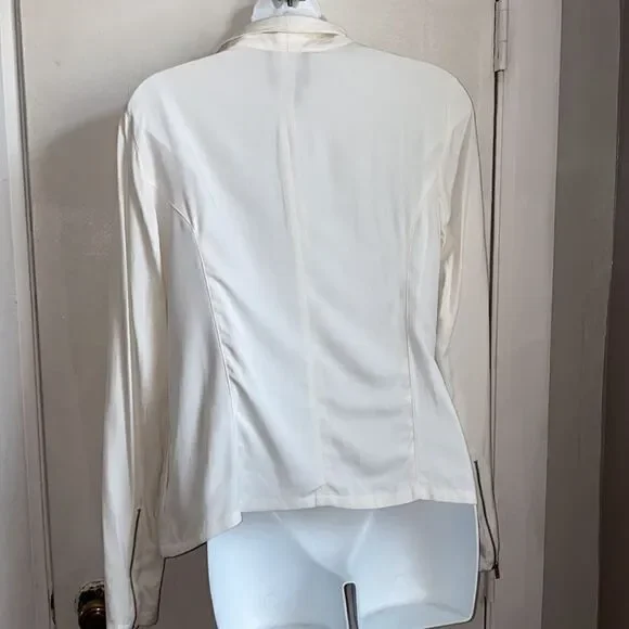 TROUVE White Modal Asymmetrical Zip Moto Jacket-S - Picture 4 of 7